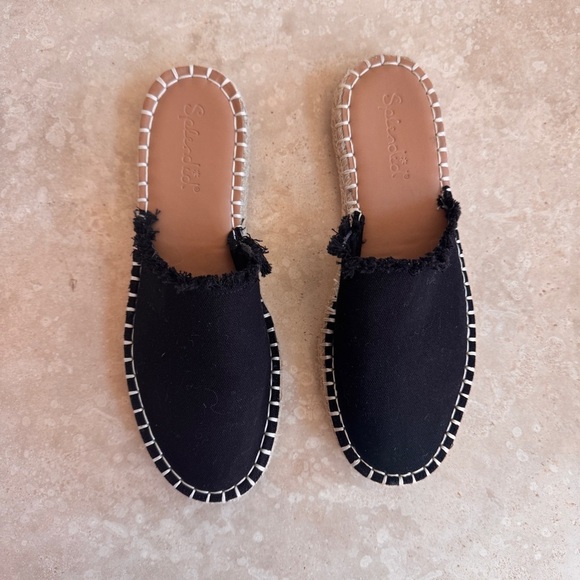 Splendid Black Jaycee Slip On Flat Mule Canvas Top Womens Size 8.5M - Picture 3 of 10